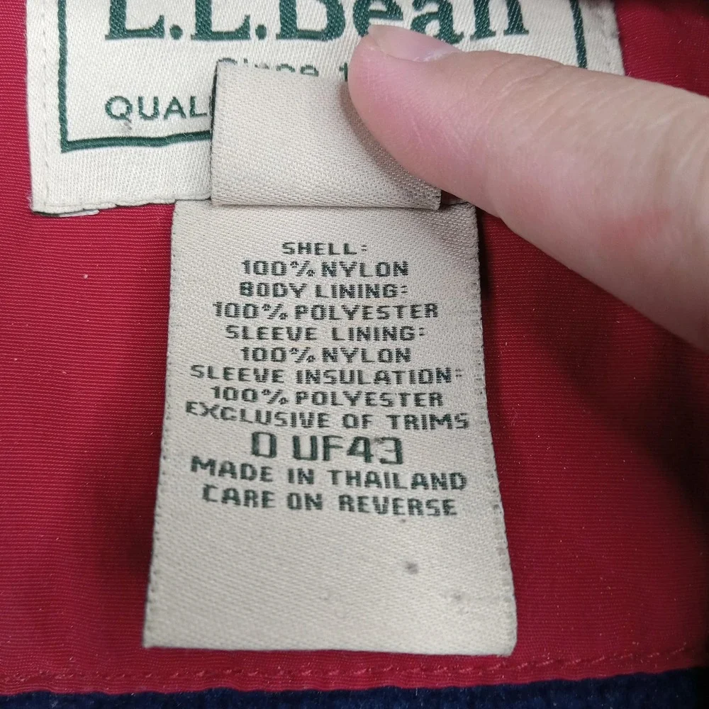 LL‎ Bean Jacket Mens 2XL Red Fleece Lined Insulated Bomber Stand Collar Full Zip